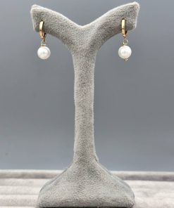 گوشواره کلیپسی طلا کلاسیک مروارید دار هوک گرد AJ2504