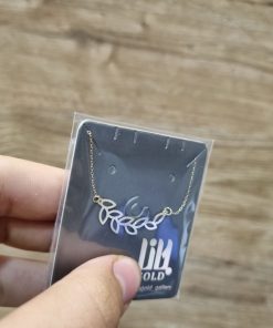 آویز طلا با زنجیر طرح برگ AJ2789