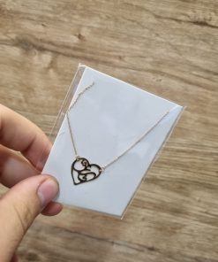 آویز طلا با زنجیر طرح قلب و عشق AJ2746