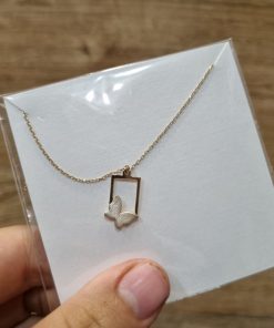 آویز طلا با زنجیر طرح مربع پروانه AJ2810