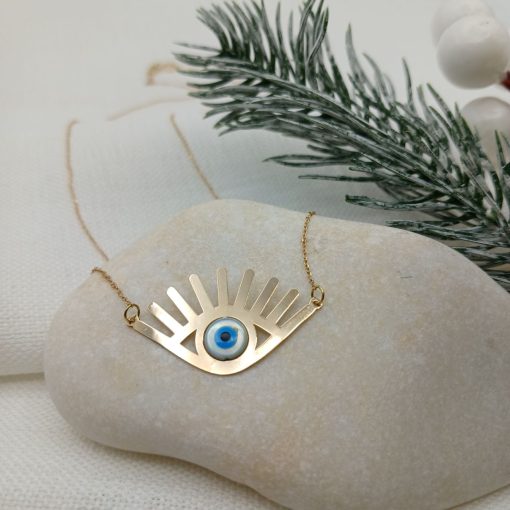 آویز طلا چشم و نظر مژه دار مثلثی AJ1797 (1)