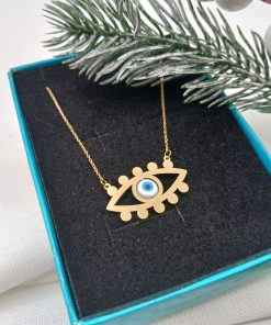 آویز طلا چشم و نظر مژه گرد AJ1793 (2)
