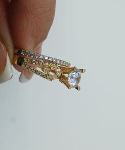 انگشتر سبک لوکس طلا ست طرح سنگ الماسی AJ4062 (10)