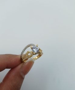 انگشتر سبک لوکس طلا ست طرح سنگ الماسی AJ4062 (1)