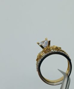 انگشتر سبک لوکس طلا ست طرح سنگ الماسی AJ4062 (2)