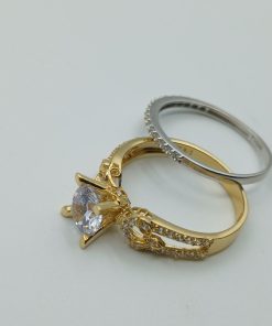 انگشتر سبک لوکس طلا ست طرح سنگ الماسی AJ4062 (5)