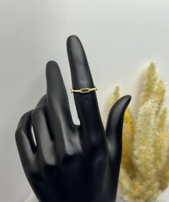 انگشتر سبک لوکس طلا طرح زنجیری AJ1480 (9)