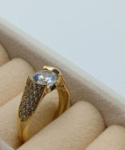 انگشتر سبک لوکس طلا طرح سنگ الماسی AJ4060 (5)
