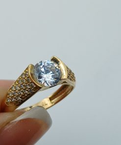 انگشتر سبک لوکس طلا طرح سنگ الماسی AJ4060 (8)
