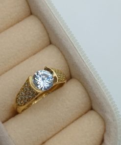 انگشتر سبک لوکس طلا طرح سنگ الماسی AJ4060 (9)
