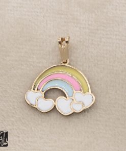 اویز بچه گانه مینا دار طرح رنگین کمان طلاAJ1703