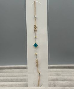 دستبند طلا زنجیری سبک گل آبی AJ3829