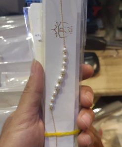 دستبند طلا مرواریدی طرح مروارید و گوی البرنادو چسبان AJ4138