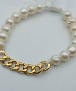 دستبند طلا کلاسیک مروارید دار AJ2511 (1)