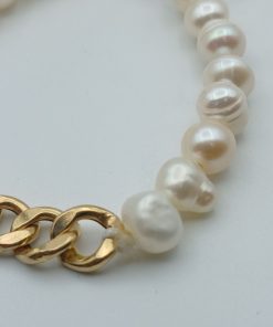 دستبند طلا کلاسیک مروارید دار AJ2511 (6)