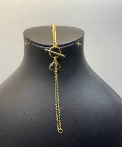 دستبند لوکس طلا طرح قلب تو خالی بزرگ AJ3396