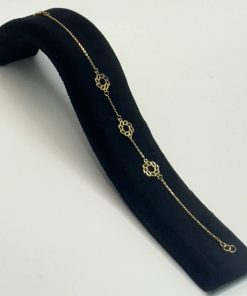 دستبند لیزری طلا طرح سه گل ساده AJ3430