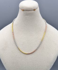 زنجیر طلا طرح طنابی سه رنگ AJ3921