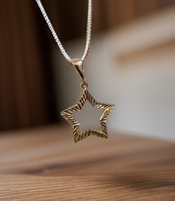 مدال آویز طلا گردنی طرح ستاره بزرگ AJ3534