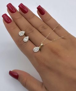 نیم ست سولیتر اشکی سنگ سفید AJ1626