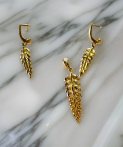 نیم ست طلا ریخته طرح برگ AJ2901