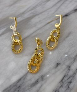 نیم ست طلا ریخته طرح زنجیر سوراخ AJ2899