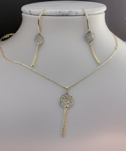 نیم ست طلا شالدار طرح خورشید AJ3641