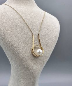 گردنبند تلفیقی طلا طرح حلقه ای AJ3748