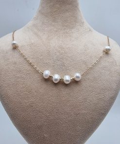 گردنبند جذاب طلا مروارید گوی البرنادو وسط AJ4921