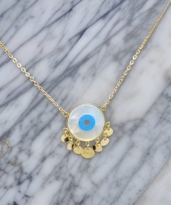 گردنبند زنجیر متصل طلا طرح چشم نظر AJ1831
