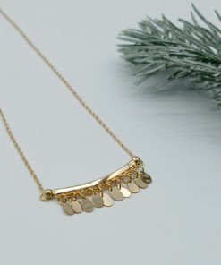 گردنبند شرابه ی پولک اشک ریز طلا AJ4483