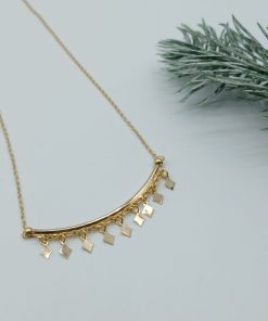گردنبند شرابه ی پولک لوزی طلا AJ4484