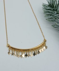 گردنبند شرابه ی پولک پرتاکم طلا AJ4490