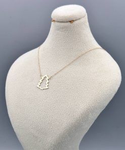 گردنبند طلا طرح درخت کاج AJ3884