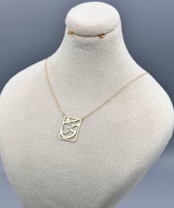 گردنبند طلا طرح مربع عشق نوشته AJ3908