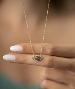گردنبند طلا طرح چشم نظر نگینی AJ3735