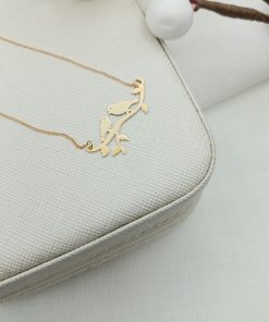 گردنبند طلا طرح گنجشک عاشق AJ2397