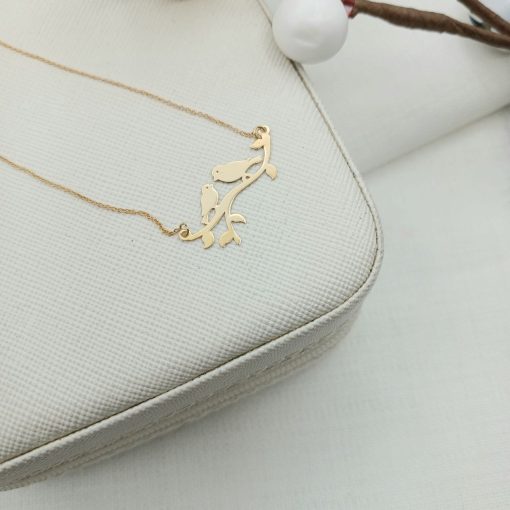 گردنبند طلا طرح گنجشک عاشق AJ2397