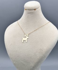 گردنبند طلا طرح گوزن ساده AJ3899