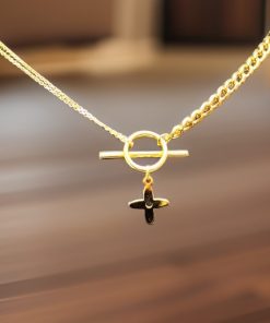 گردنبند طلا مدرن کارتیر فلامینگو آویزدار برگ نوک تیز AJ3612
