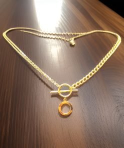 گردنبند طلا مدرن کارتیر فلامینگو آویزدار حلقه AJ3614