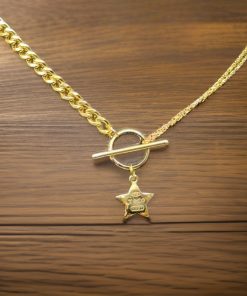 گردنبند طلا مدرن کارتیر فلامینگو آویزدار ستاره AJ3364