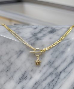 گردنبند طلا مدرن کارتیر فلامینگو آویزدار ستاره AJ3385