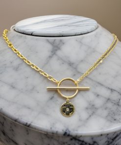 گردنبند طلا مدرن کارتیر فلامینگو آویزدار شبدر AJ3371