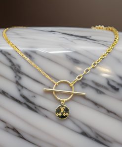 گردنبند طلا مدرن کارتیر فلامینگو آویزدار لویی ویتون گرد AJ3365