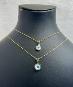 گردنبند طلا چشم نظر طرح گرد ساده AJ3305
