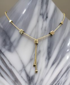 گردنبند طلا کرواتی طرح مکعب مربع AJ3391