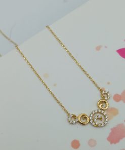 گردنبند مارپیچ نگین دار طلا AJ4311 (3)