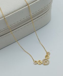 گردنبند مارپیچ نگین دار طلا AJ4311 (5)