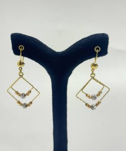 گوشواره طلا طرح مربع و مرواری AJ3353